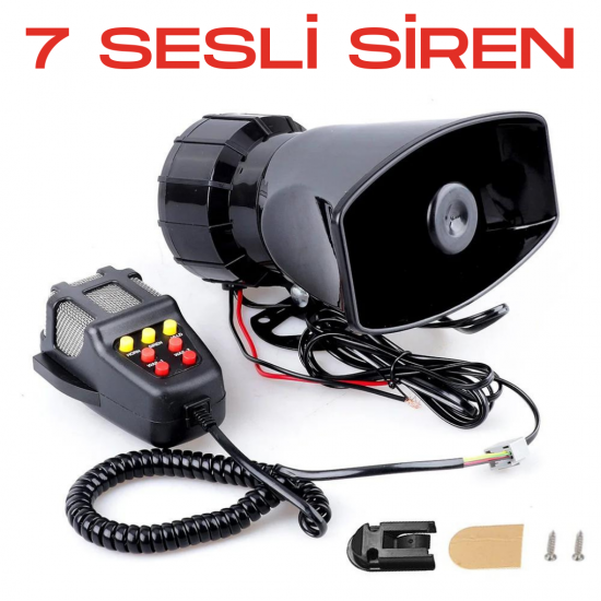 Her Araca Uyumlu Universal 7 Sesli Siren 7 Modlu