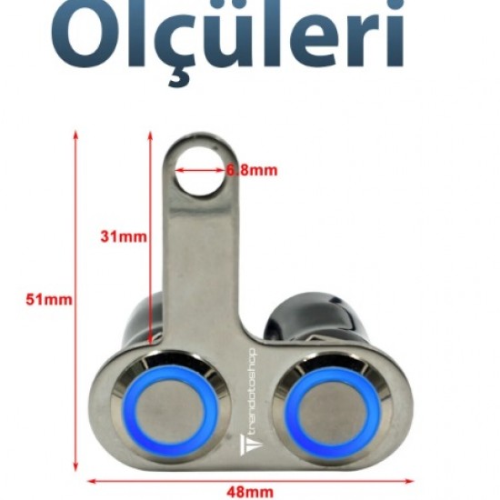 Motosiklet Açma Kapama Düğmesi Çift Tuşlu Işıklı Gidon Bağlantılı Aç Kapa Tuşu